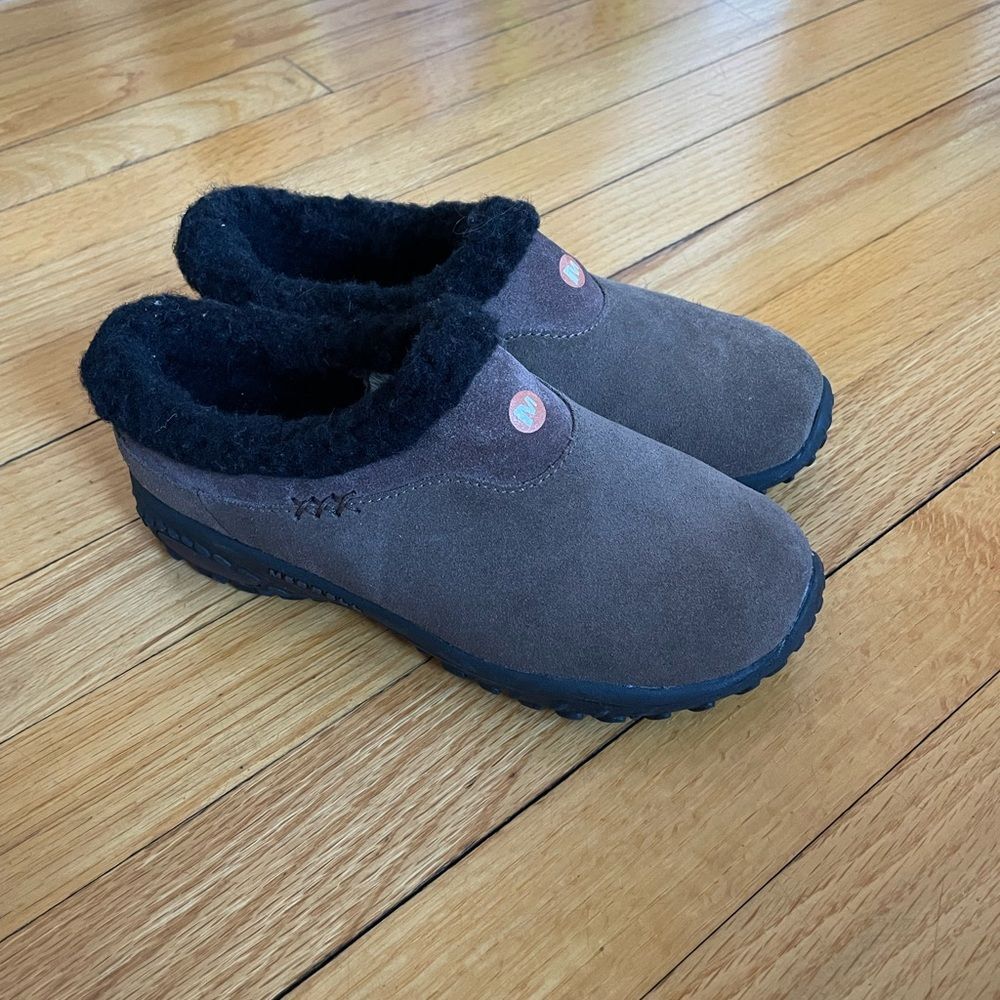 Brown Suede Slip-On Shoes with Black Fur Lining youth 1